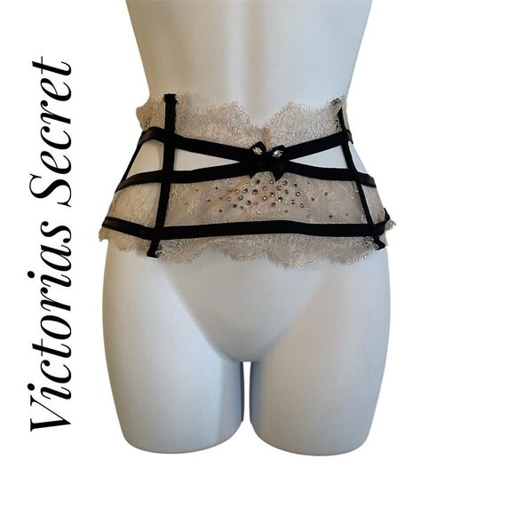 Victoria's Secret Other - Victorias Secret Medium Large Garter Belt Lace Rhinestones Lingerie